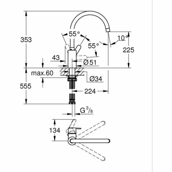 Keukenkraan Grohe Get - 31494001 C-vorm Metaal 3