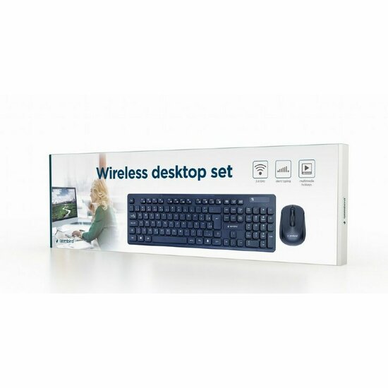 Toetsenbord en muis GEMBIRD KBS-WCH-03 Qwerty UK Zwart Monochrome QWERTY Qwerty US 2