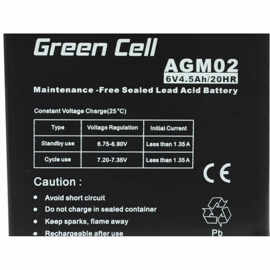 Batterij voor UPS SAI Green Cell AGM02 4,5 AH 6 V 2