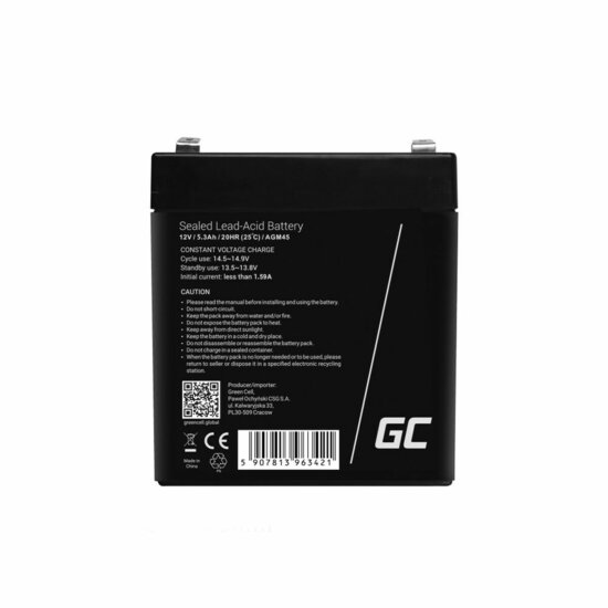 Batterij voor UPS SAI Green Cell AGM45 5,2 Ah 12 V 2