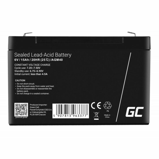 Batterij voor UPS SAI Green Cell AGM40 14000 mAh 6 V 4