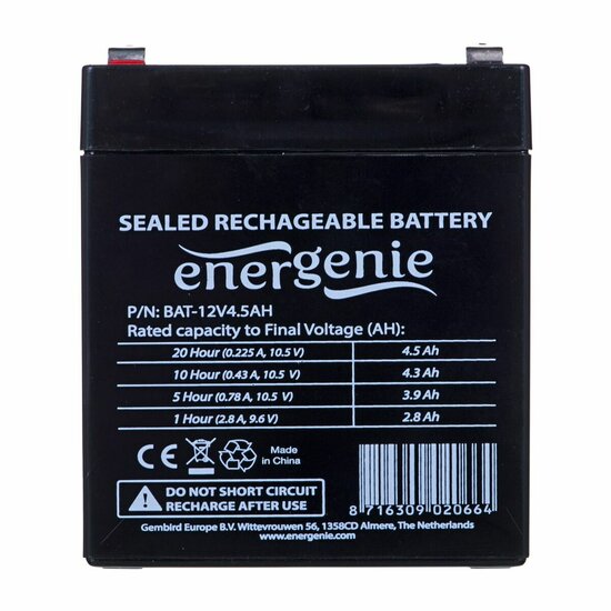 Batterij voor UPS SAI GEMBIRD BAT-12V4.5AH 4500 mAh 12 V 3