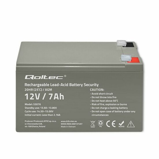 Batterij voor UPS SAI Qoltec 53076 7 Ah 12 V 4