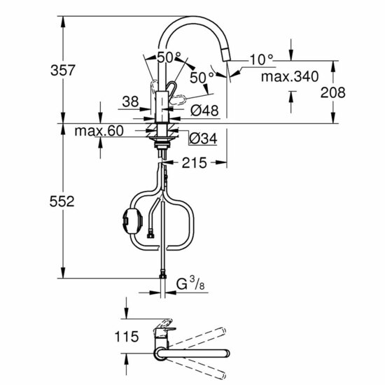 Mengkraan Grohe 30549000 Metaal 2