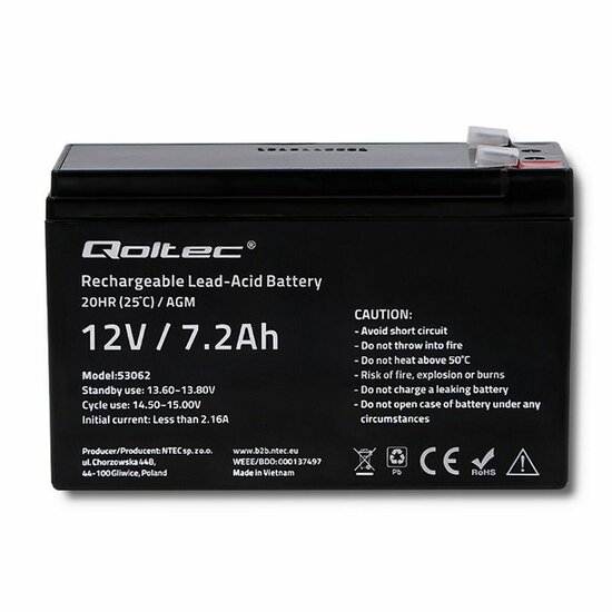 Batterij voor UPS SAI Qoltec 53062 7200 mAh 12 V 2