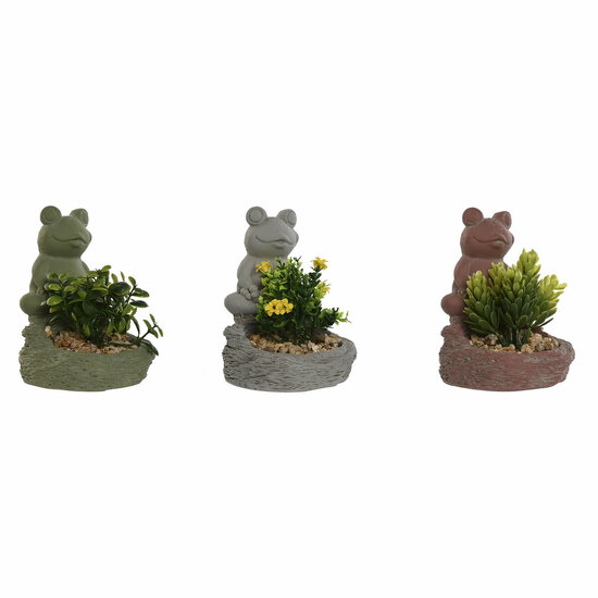 Decoratieve plant Home ESPRIT Polyethyleen Cement Kikker 9 x 9 x 13 cm (3 Stuks) 1