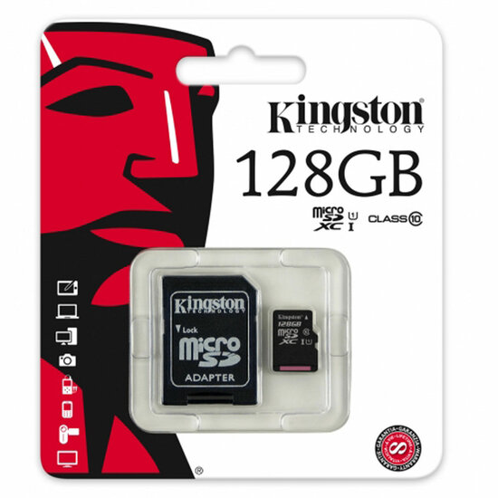 Micro SD kaart met adapter Kingston SDC10G2/128GBSP 128 GB 1