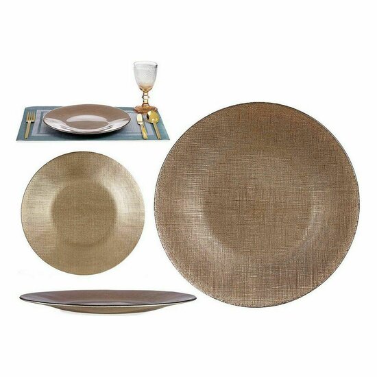 Dinerbord Gouden Glas 27 x 2 x 27 cm (6 Stuks) 3