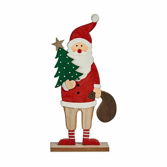 Decoratieve figuren Kerstman 5 x 30 x 15 cm Rood Hout Bruin Wit Groen 1