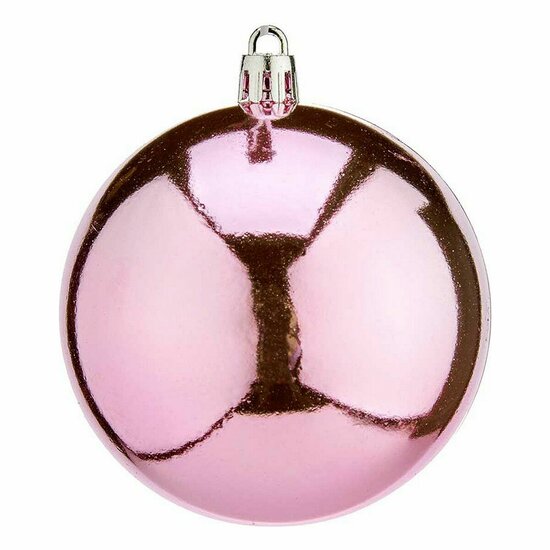 Kerstballen 16 Stuks &Oslash; 8 cm Roze Plastic 1