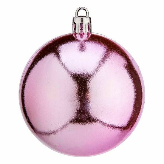 Kerstballen &Oslash; 7 cm 12 Stuks Roze Plastic 1