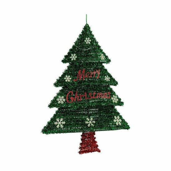 Decoratie Kerstboom 44 x 58,8 x 7 cm Rood Zilverkleurig Groen Plastic Polypropyleen 1