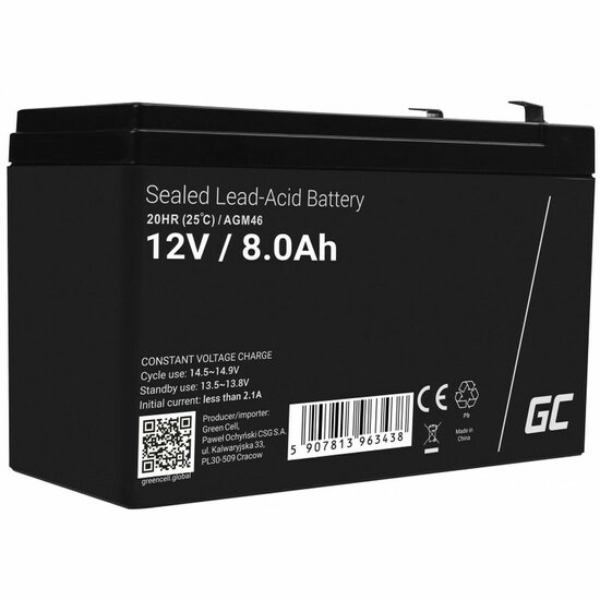 Batterij voor UPS SAI Green Cell AGM46 8000 mAh 12 V 1