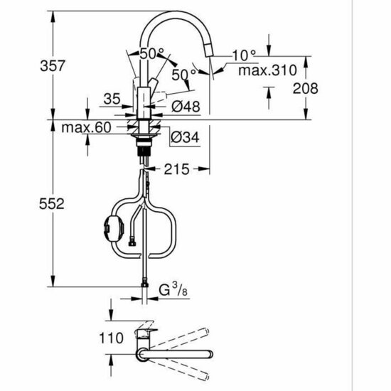 Mengkraan Grohe Start Edge 3