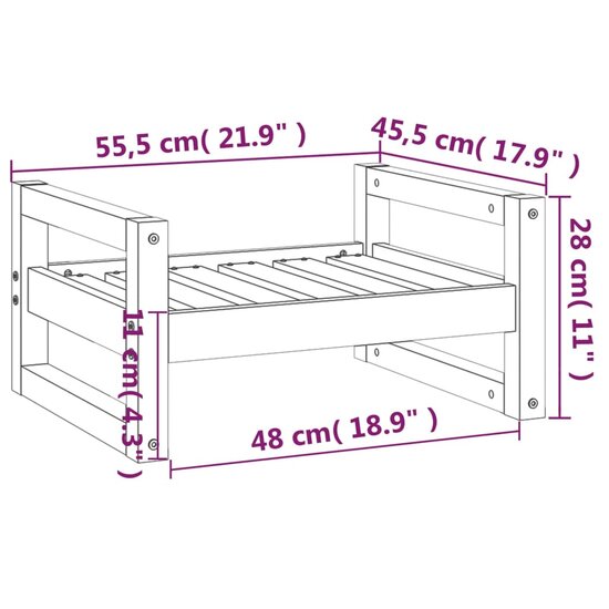 Hondenmand 55,5x45,5x28 cm massief grenenhout grijs 8