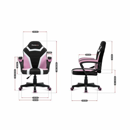 Gaming stoel Huzaro HZ-Ranger 1.0 pink mesh Zwart/Roze Kinderen 8