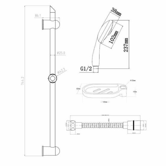 Douchekolom Rousseau Roestvrij staal 2 m 3 Posities 60 cm 4