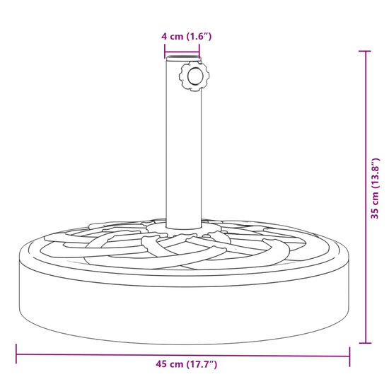 Parasolvoet voor stokken van &Oslash;38 / 48 mm 25 kg rond 8