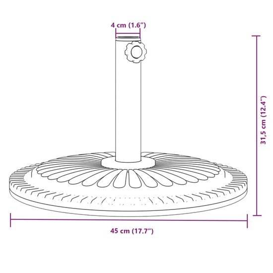 Parasolvoet voor stok van &Oslash;38 / 48 mm 12 kg rond 8