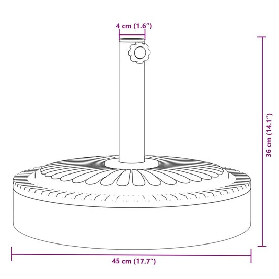 Parasolvoet voor stokken van &Oslash;38 / 48 mm 25 kg rond 8