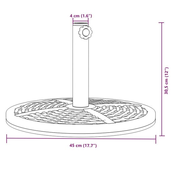 Parasolvoet voor stok van &Oslash;38 / 48 mm 12 kg rond 8