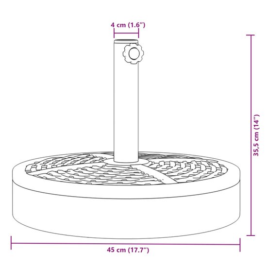 Parasolvoet voor stokken van &Oslash;38 / 48 mm 25 kg rond 8