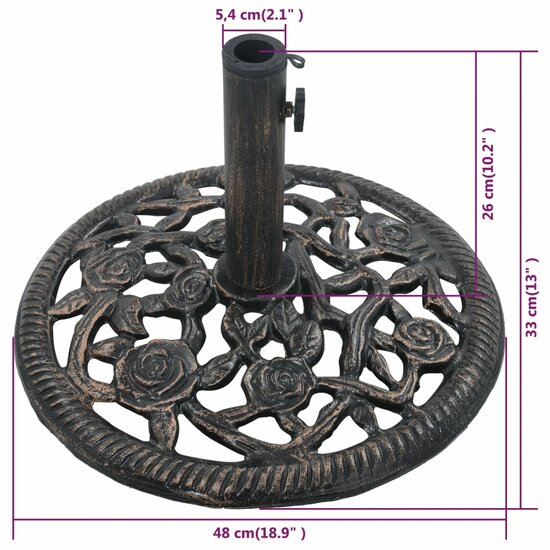 Parasolvoet 12 kg 48 cm gietijzer bronskleurig 7