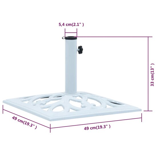 Parasolvoet 12 kg 49 cm gietijzer wit 7