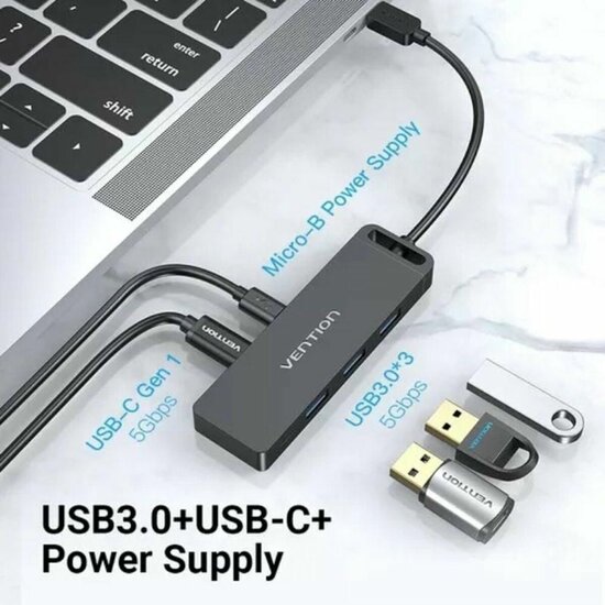 USB-HUB Vention TGTBB Zwart 4