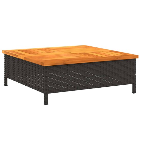 Parasolvoetbedekking 70x70x25 cm poly rattan acaciahout zwart 2