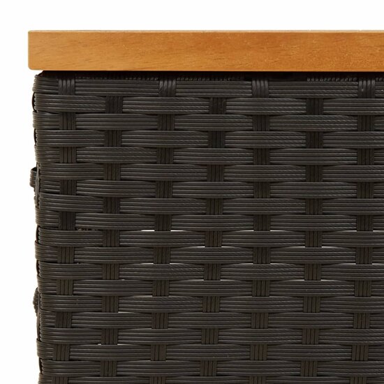 Parasolvoetbedekking 70x70x25 cm poly rattan acaciahout zwart 7