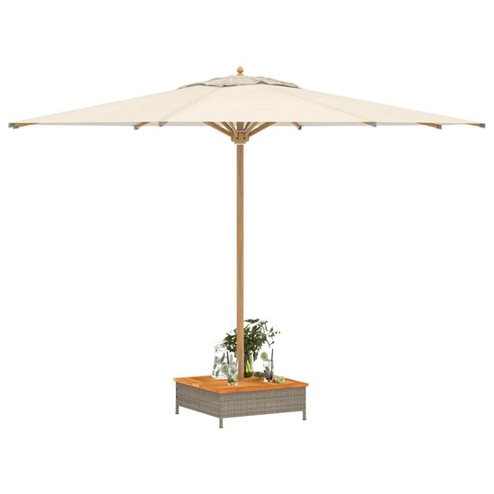 Parasolvoetbedekking 70x70x25 cm poly rattan acaciahout grijs 4