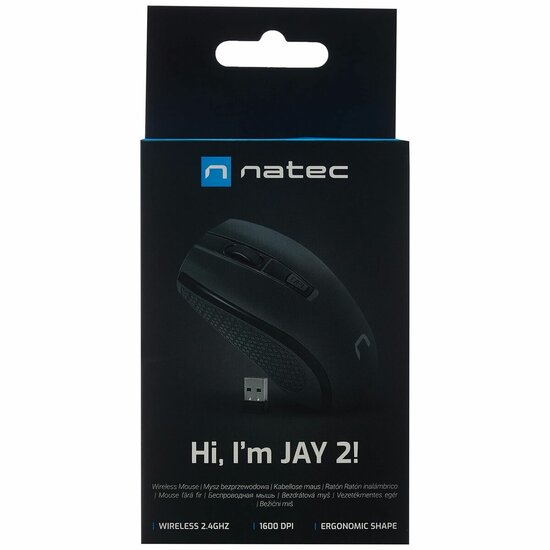 Muis Natec JAY 2 Zwart Wireless 1600 dpi 3