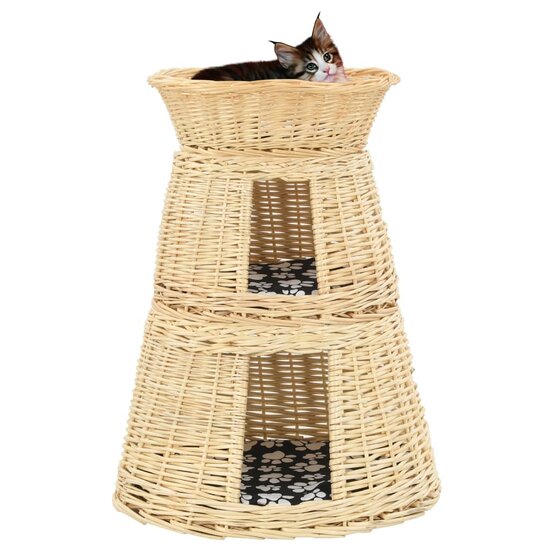 3-delige Kattenmandset met kussens 47x34x60cm natuurlijk wilgen 1