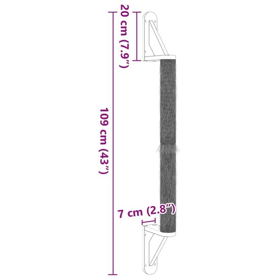 Kattenkrabpaal wandgemonteerd 109 cm sisal 7