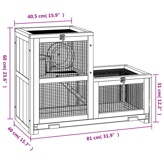 Hamsterkooi 81x40x60 cm massief vurenhout 9