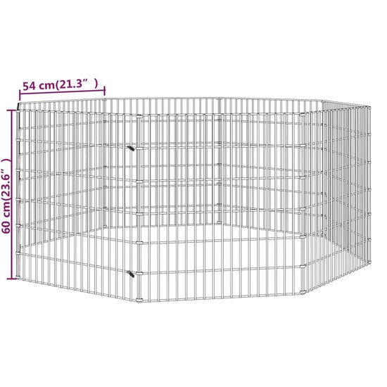 Dierenverblijf 8 panelen 54x60 cm gegalvaniseerd ijzer 8