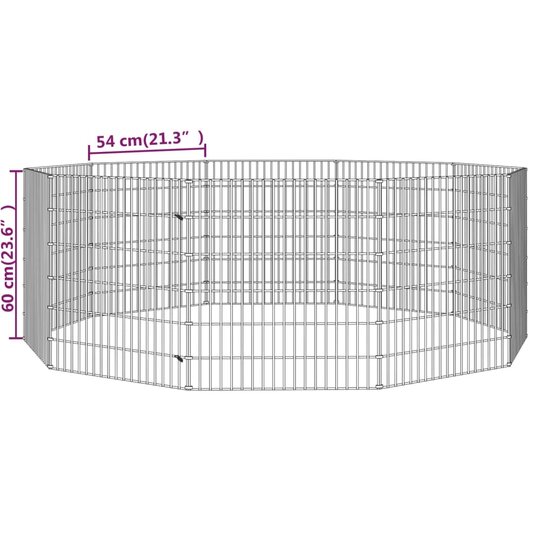 Dierenverblijf 10 panelen 54x60 cm gegalvaniseerd ijzer 8