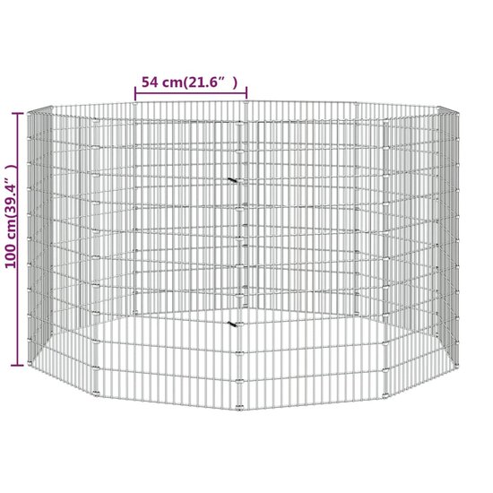 Dierenverblijf 10 panelen 54x100 cm gegalvaniseerd ijzer 8