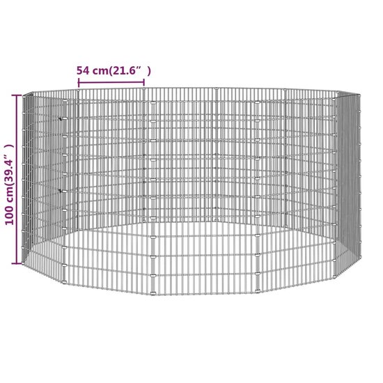 Dierenverblijf 12 panelen 54x100 cm gegalvaniseerd ijzer 8