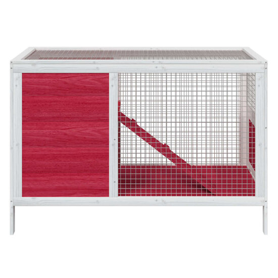 Konijnenhok 103x44x69,5 cm massief grenenhout rood 3