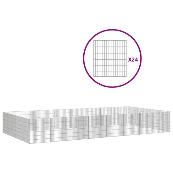 Dierenverblijf 24 panelen 54x60 cm gegalvaniseerd ijzer 2