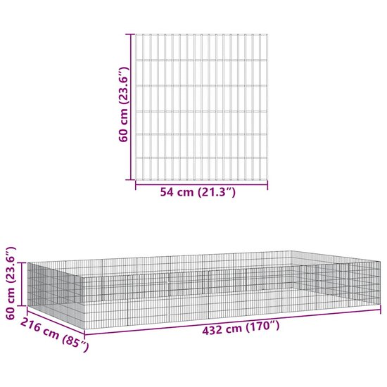 Dierenverblijf 24 panelen 54x60 cm gegalvaniseerd ijzer 8