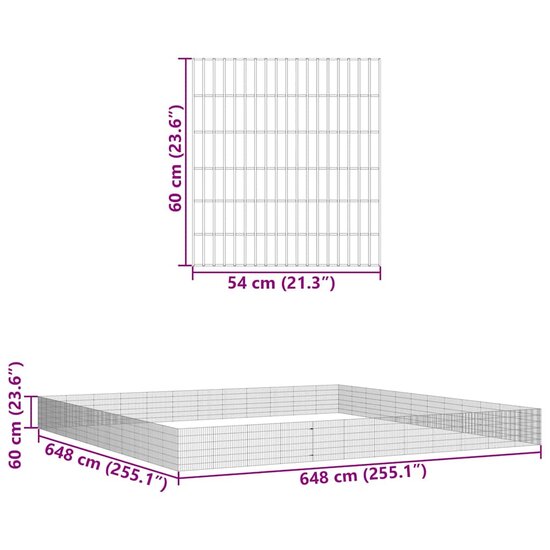 Dierenverblijf 48 panelen 54x60 cm gegalvaniseerd ijzer 8