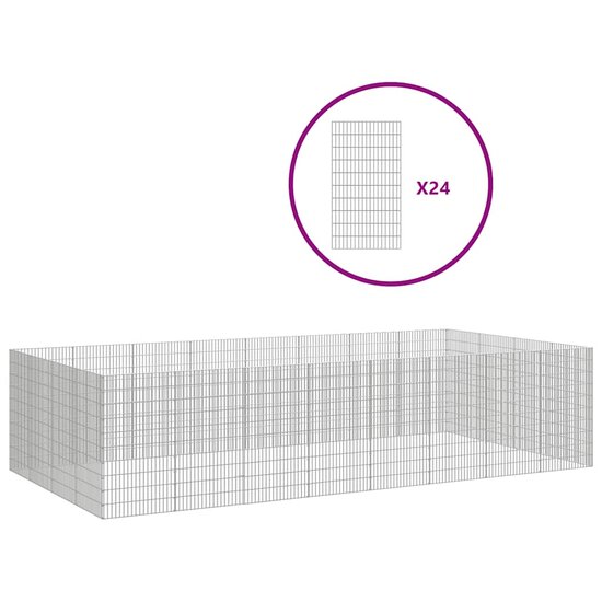 Dierenverblijf 24 panelen 54x100 cm gegalvaniseerd ijzer 2