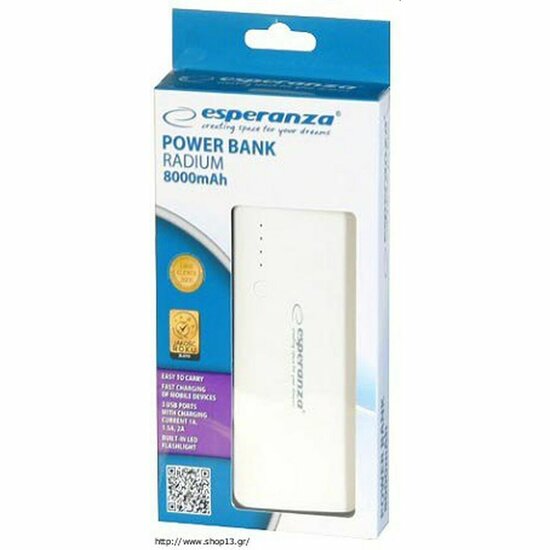 Powerbank Esperanza EMP106WE Wit Grijs Wit/Grijs 8000 mAh 2