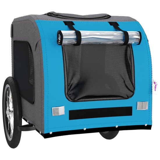 Hondenfietstrailer oxford stof en ijzer blauw en grijs 5