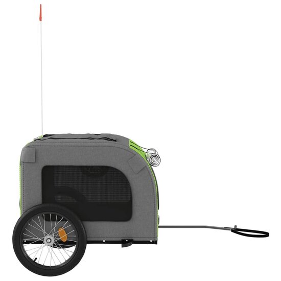 Hondenfietstrailer oxford stof en ijzer groen en grijs 6