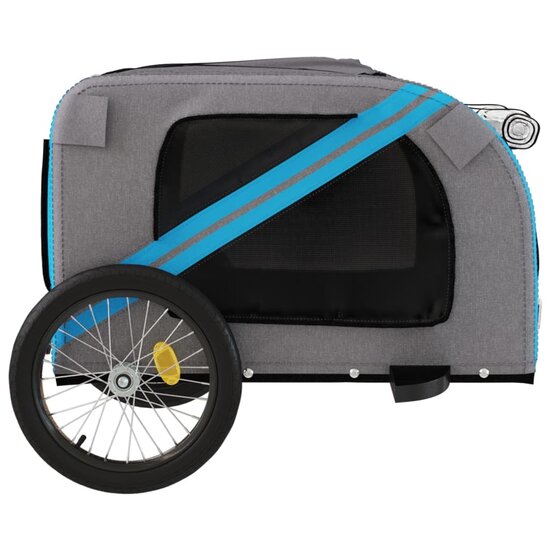 Hondenfietstrailer oxford stof en ijzer blauw en grijs 7