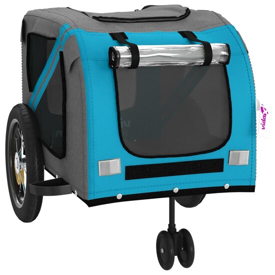 Hondenfietstrailer oxford stof en ijzer blauw en zwart 5